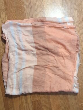 Neutral/Pink Striped Lightweight Scarf